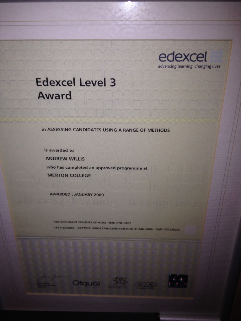 Edexcel Level 3 award City and Guilds Assessor
